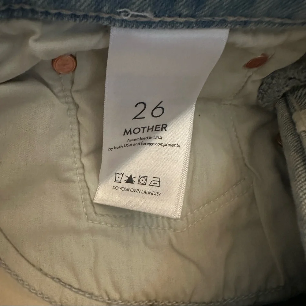 Mother Superior Light Blue Denim Jean Shorts size 26 Ditched knee raw hem
